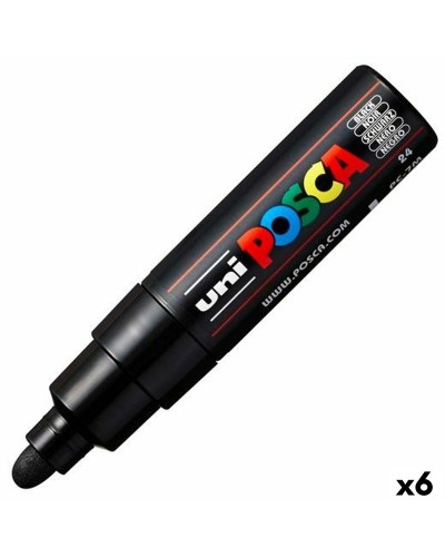 Merkkarikynä/huopakärkitussi POSCA PC-7M Musta (6 osaa)