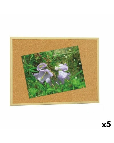 Tablero de Corcho Faibo Madera Marrón, 60x90cm, Paquete de 5, Ideal para tablones de anuncios y notas.
