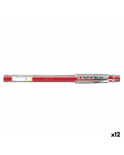 Stylo Gel Extra Fin Pilot G-TEC C4, Rouge, Pointe 0,2 mm, Boîte de 12
