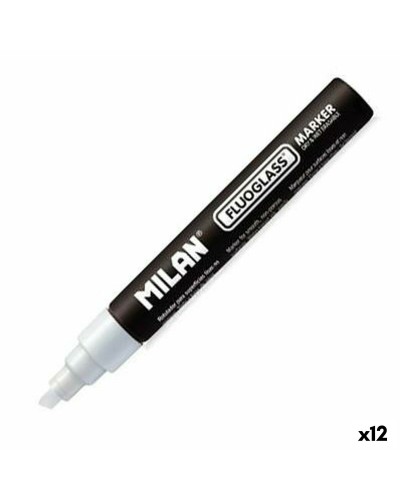 Milan Fluoglass Permanent Markers (12) - Yellow, White, Black
