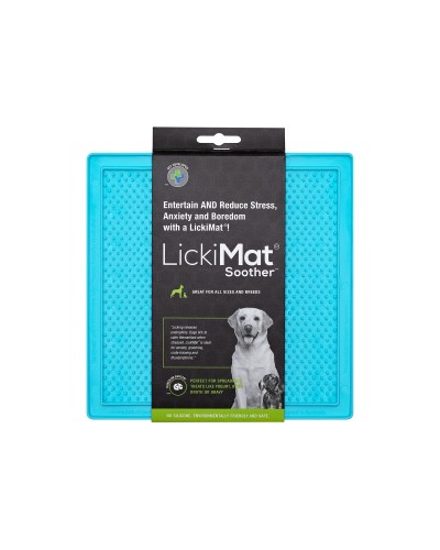 Lickimat pour chien Turquoise en TPR, anti-anxiété, anti-ballonnement.
