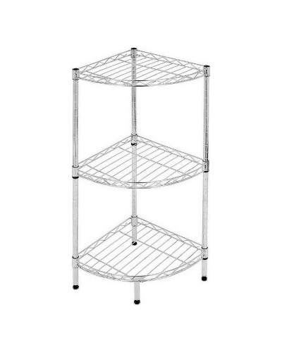 Confortime Corner Shelf Unit 3 Tier, Chrome – 35 x 35 x 70 cm for Tight Corners
