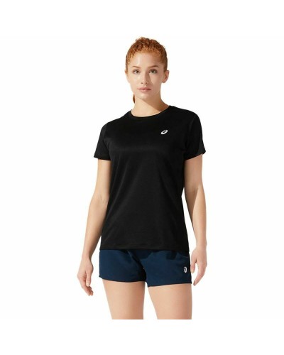 Asics Core SS Mujer: Camiseta de Running Manga Corta Negra Transpirable
