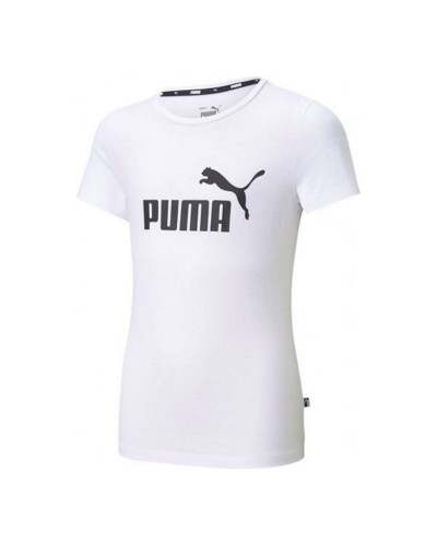 Puma ESS Logo Tee Kids - White Short Sleeve Cotton Sport T-Shirt
