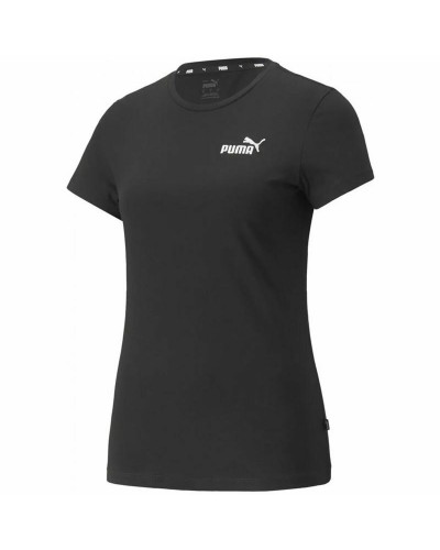 Puma Essentials+ Camiseta Deportiva Negra - Manga Corta Logo Bordado
