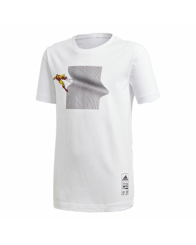 Adidas T-Shirt Iron Man Grafik für Kinder Weiß - Atmungsaktive Baumwolle

