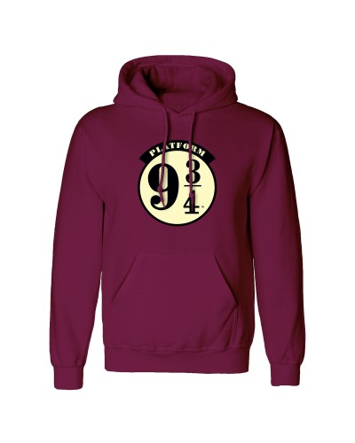 Harry Potter Sweatshirt 9 3/4 Unisex Burgundy - Official Hood and Logo
