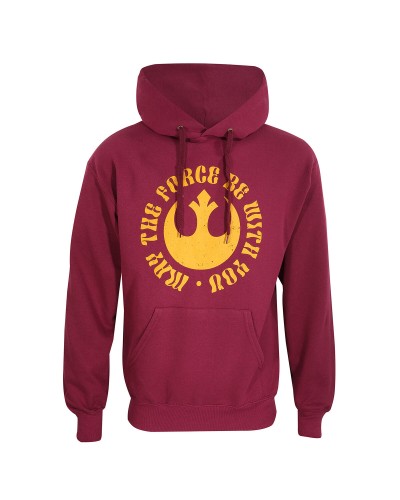 Felpa Star Wars Unisex "May The Force" Bordeaux - Con Cappuccio
