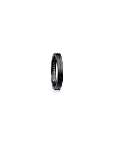 Bague Homme AN Jewels Noire Acier Inoxydable Taille 9 - Design Moderne
