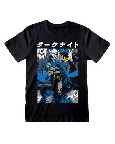 T-Shirt met Korte Mouwen Batman Manga Cover Zwart Uniseks