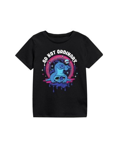 T-Shirt met Korte Mouwen voor kinderen Stitch So Not Ordinary Zwart