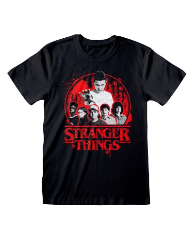 T-shirt Stranger Things Logo Cercle Noir Unisexe - Manches Courtes Série TV
