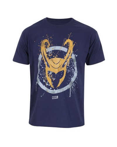 Maglia Marvel Splatter Logo Azzurro Unisex - Cotone, Maniche Corte
