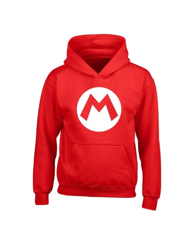 Felpa Cappuccio Super Mario Badge Rosso Unisex - Videogame Nintendo
