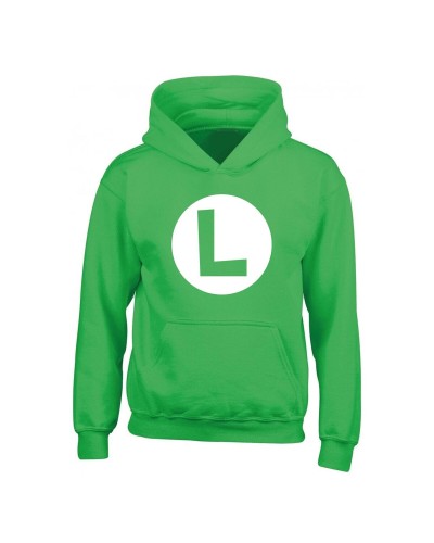 Tröja med huva Barn Super Mario Luigi Badge Grön