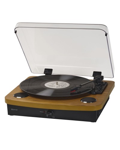 Denver VPL-230LW Tocadiscos de Vinilo, Madera Clara, Altavoces Integrados
