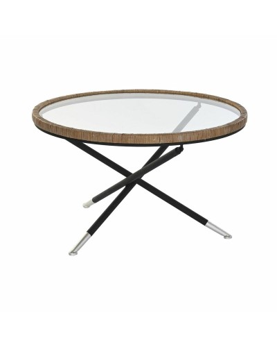 Tavolo Consolle DKD Home Decor Cristallo Argentato Nero 80x80x48cm, Perfetto per Ingressi e Soggiorni