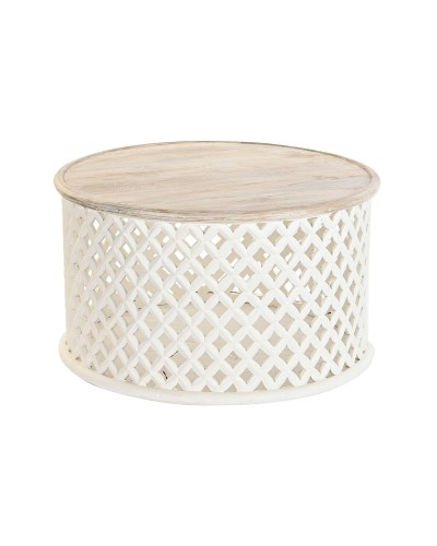 Modern Coffee Table | DKD Home Decor | Mango Wood and Aluminum Wood | White | 81 x 81 x 45 cm
