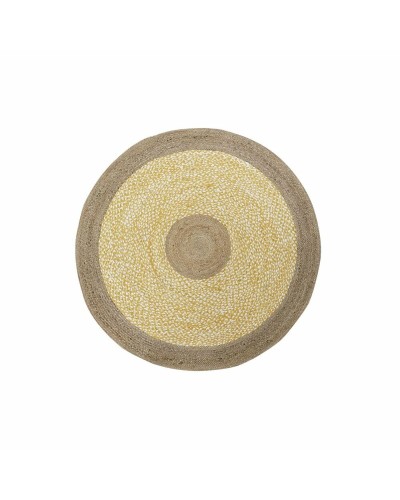 DKD Home Decor Teppich Braun, Weiß und Gelb (148x148x1cm) für Wohnzimmerdekoration
