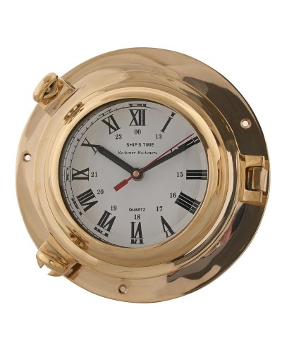 Reloj de Pared Vintage DKD Home Decor Cristal Dorado Latón, 23 x 7 x 23 cm
