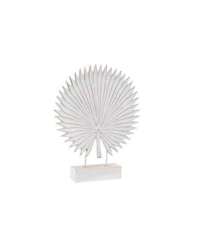 Statua Foglia Tropicale DKD Home Decor: 36 x 7 x 46 cm, Bianco
