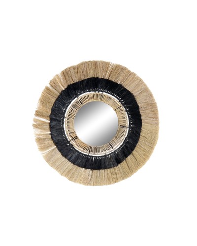 Miroir mural DKD Home Decor - Naturel Noir Colonial - 55 x 7 x 55 cm - Fer et fibre
