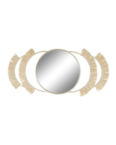 Wandspiegel DKD Home Decor Natuurlijk Gouden Metaal Vezel Franjes (89 x 2 x 40 cm)