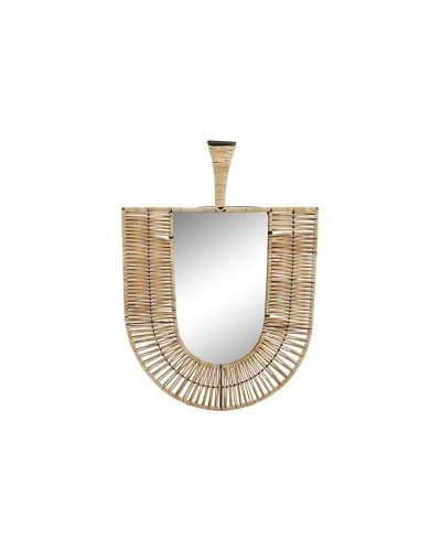 Väggspegel DKD Home Decor Brun Rattan Solfjäder Tropiskt (50 x 2,5 x 72 cm)