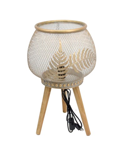 DKD Home Decor Tischleuchte, Golden, Metall und Holz (33 x 33 x 51 cm)
