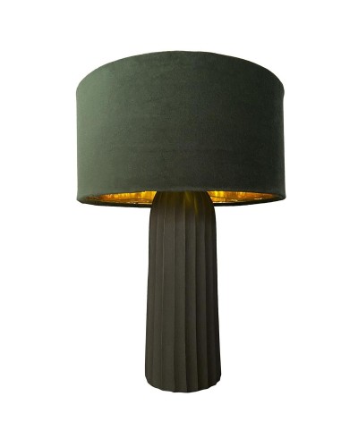 Lámpara de mesa DKD Home Decor de terciopelo verde, 26 x 26 x 37 cm
