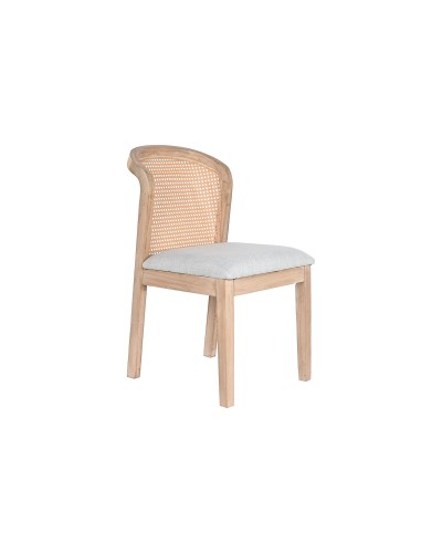 DKD Home Decor Dining Room Chair in Fir and Polyester, Light Grey, Size 46 x 61 x 86 cm
