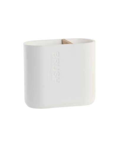 Tandborsthållare DKD Home Decor Vit Naturell Bambu polypropen 11,5 x 5,5 x 10,5 cm (12 antal)
