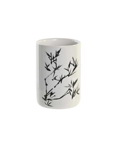 Hammasharjateline DKD Home Decor Valkoinen Musta Kumipuu Kivitavara 7,6 x 7,6 x 11 cm (12 osaa)