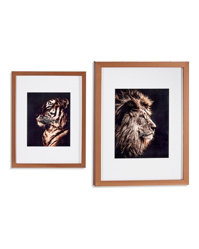 Stampa su Vetro Leone e Tigre (33 x 3 x 43 cm) - Quadro Decorativo