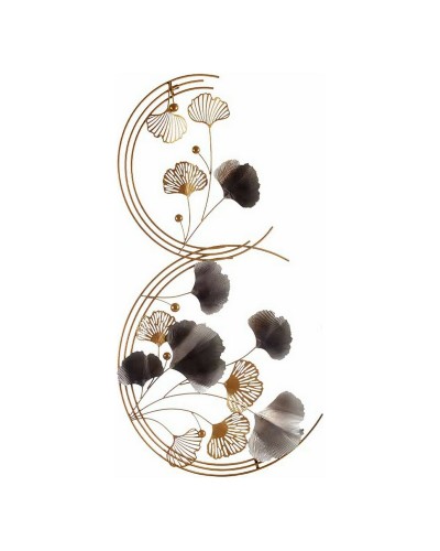 Copper Metal Decorative Wall Art - Blue and Gold Floral Wall Decor (80 x 151 x 5.5 cm)
