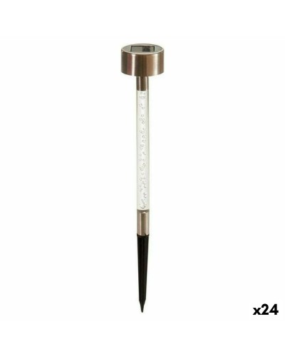 Lámpara solar Faro Transparente Plateado, 24 unidades, Iluminación para exteriores
