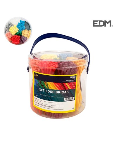 Fascette in Nylon Multicolore EDM, Set da 1000 per Cavi Elettrici