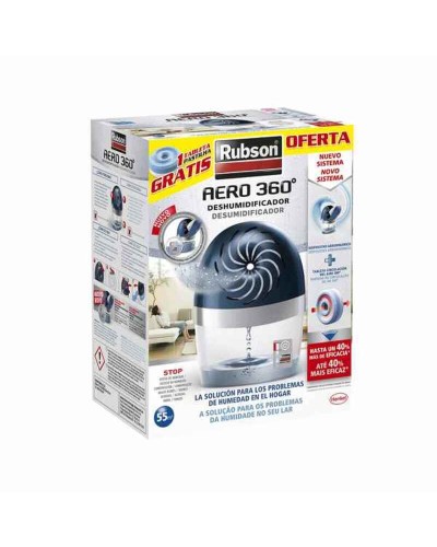 Déshumidificateur portable Rubson Aero 360 : rechargeable, sans fil, 450 g pour les environnements humides.
