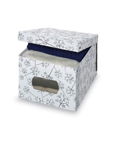 Caja Multiusos Domopak Living de Cartón Blanco/Gris, 42 x 50 x 31 cm
