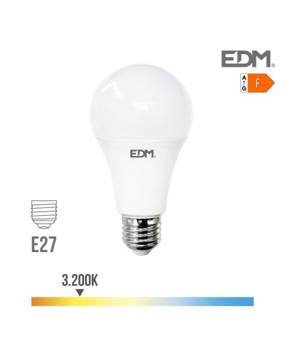 Bombilla LED EDM F de 24 W, casquillo E27, 2700 lúmenes, luz cálida (3200 K), Ø 7 x 13,6 cm.
