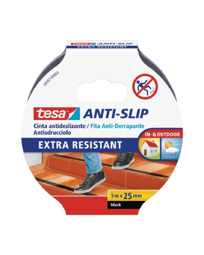 TESA Antirutsch-Klebeband Schwarz 5 m für Gefahrenbereiche
