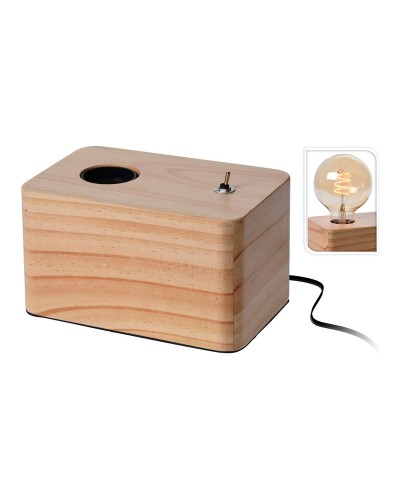 Lampe de chevet Atmosphera en bois marron 40 W pour un éclairage domestique chaleureux et convivial.
