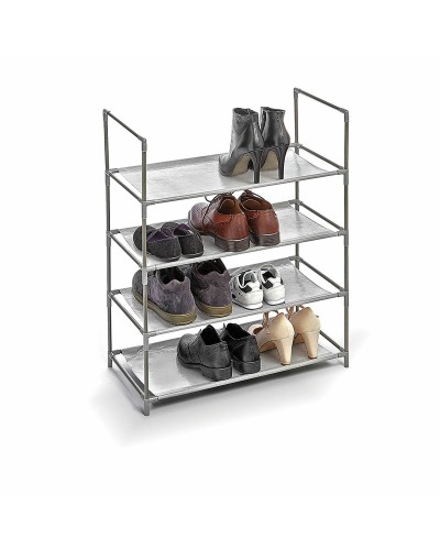 Domopak Living Schuhregal Grau - Schuhständer mit 3 Ablagen, Metallgestell und Stoff - Maße 58,5 x 28,5 x 70 cm
