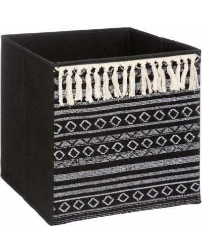Ethnic Five Decorative Basket with Fringes - Black - 31x31x31cm
