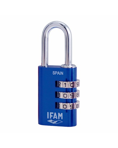 Candado de Combinación IFAM Combi30 | Aluminio Azul, Acero Cromado | 3 cm
