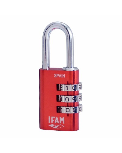 IFAM Combi30 Combination Padlock in Red, 30mm Chrome Plated Steel
