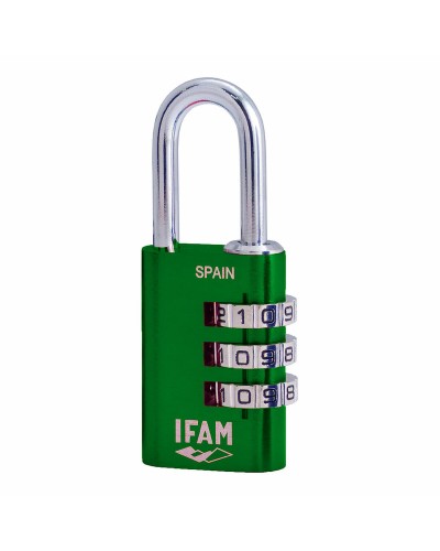 IFAM Combi30 Combination Padlock Green | Aluminum and Steel | Ideal for Suitcases, Drawers and Lockers (30 mm)
