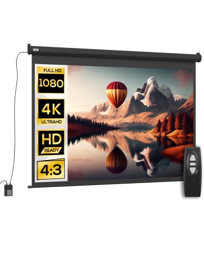 89" Projector Screen 4:3 Format Adjustable Remote Control, 171x130cm, Black