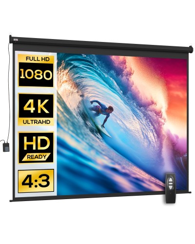 Schermo per Proiettore 120" Formato 4:3 Regolabile con Telecomando, 244x183cm, Nero