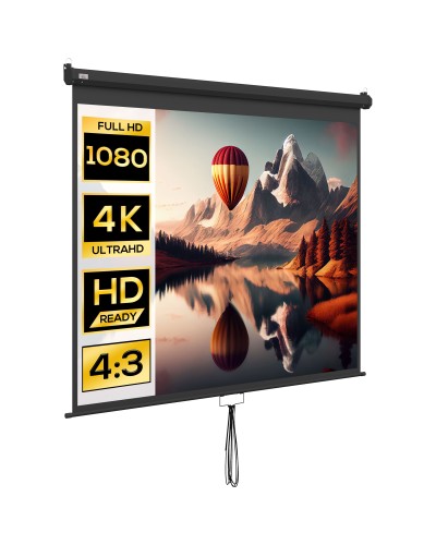 Telo Proiettore 100" Regolabile con Montaggio a Soffitto e Parete, Formato 4:3, 203x152cm, Bianco e Nero